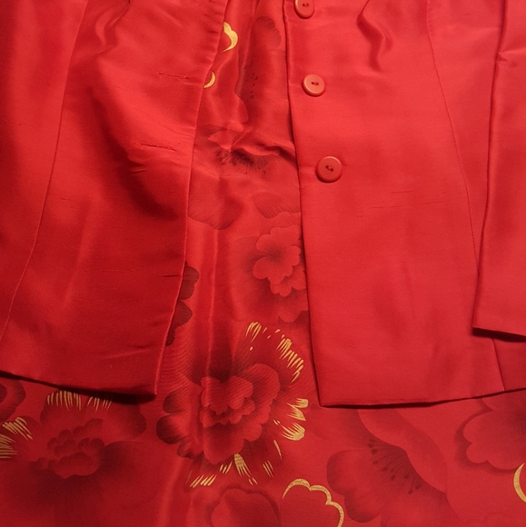 Coldwater Creek Silk Floral Sheath and Red Jacket - Picture 1 of 6